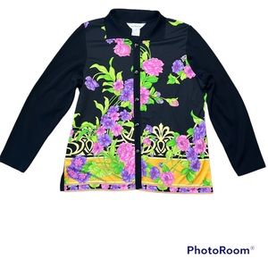 Misook floral button up cardigan